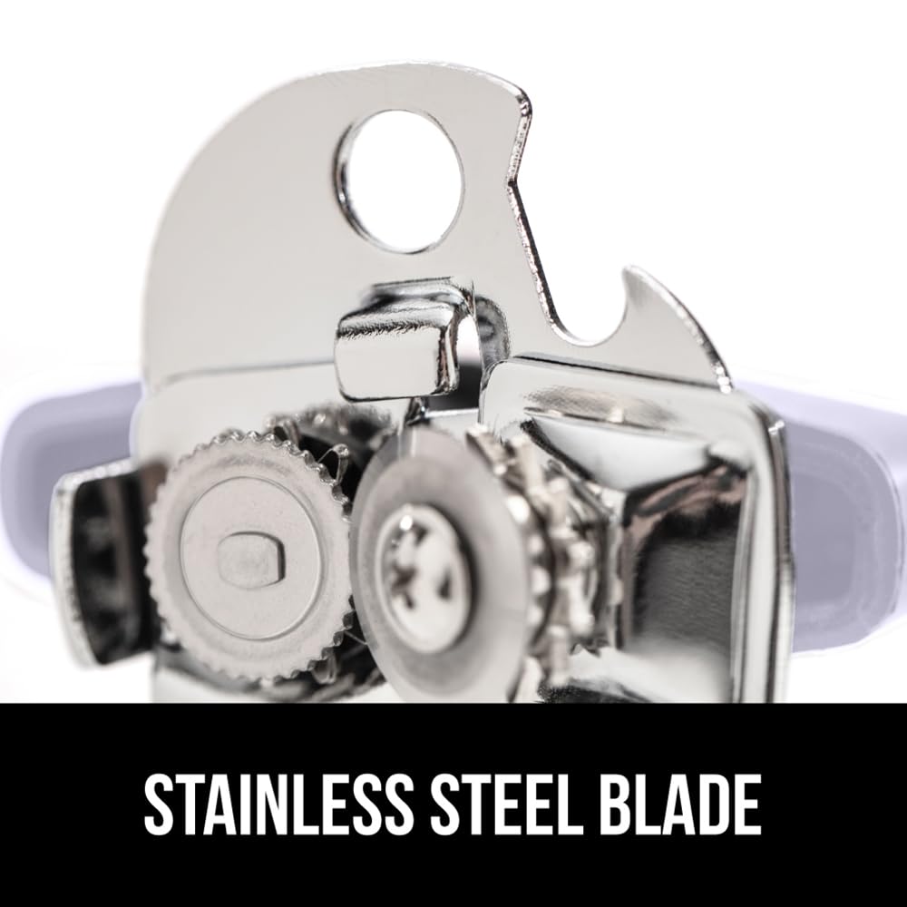 The Original GORILLA GRIP Heavy Duty Stainless Steel Smooth Edge Manual Can Opener and Bottle Openers, Soft Handle, Rust Proof Oversized Handheld Easy Turn Knob, Multifunctional Kitchen Tool, Lavender