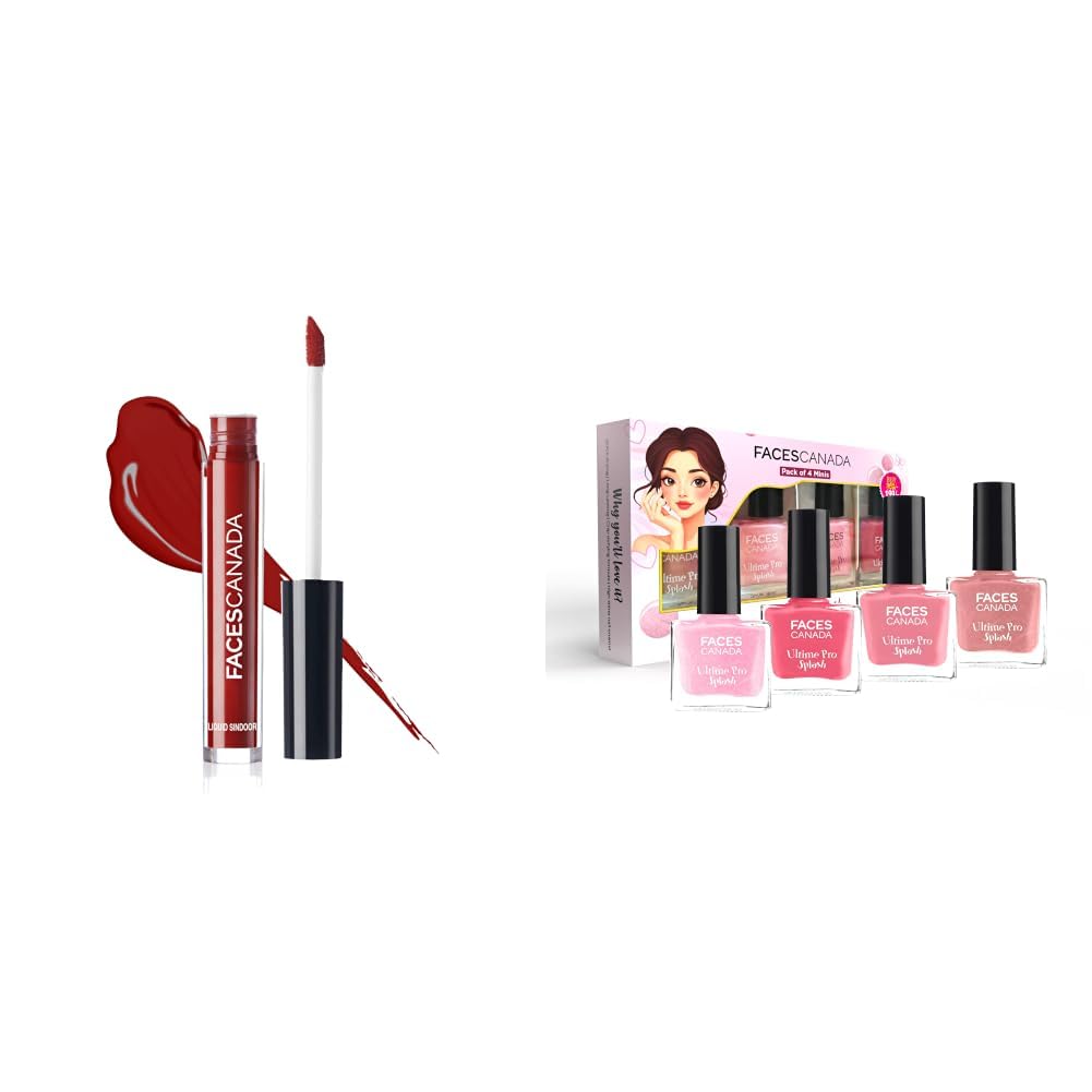 FACESCANADA Liquid Sindoor - Maroon, 2.5 ml & Ultime Pro Splash Mini Nail Enamel Combo Kit - Pink Pop-image-6