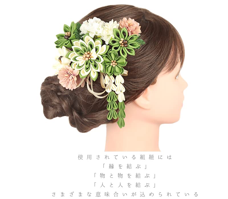 Amazon.co.jp: 髪飾り 成人式 つまみ細工 ゴールド 振袖 前撮り 袴 花 
