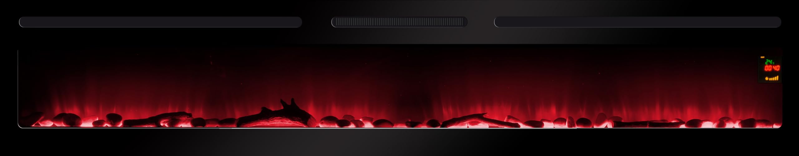 Chemin’Arte Cheminée Électrique Encastrable Effet Flammes LEDs Élysée Infinity 228 cm - Conçue en France - Chauffage 2000W Thermostat électronique - Garantie 2 Ans