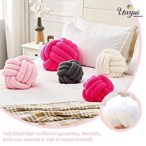 Image of Uvvyui Knot Pillow Ball, Soft Home Decorative Pillows, Round Throw Pillow, Handmade Knotted Plush Pillow, Round Boucle Pillow Cushion (11 Inches Pink)
