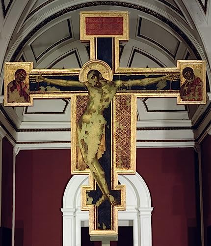 Impression sur toile Crucifix de Cimabue, superbe tableau décoratif de salon, format 60x90cm