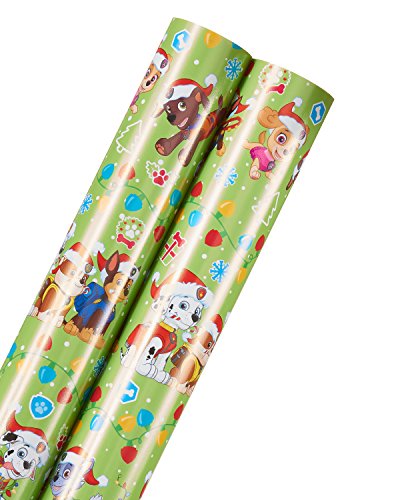 American Greetings Paw Patrol Kids Christmas Gift Wrapping Paper, 2 Roll