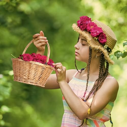 image for Barydat 6 Pcs Small Wicker Picnic Basket with Handle Flower Girl Baske