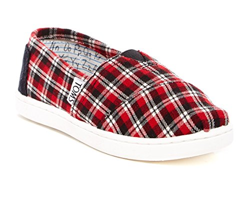 TOMS Kid's Classic Slip-On Shoe (Little Kid/Big Kid) Red Plaid Size: 5.5 Big Kid
