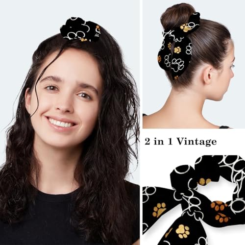 Chouchou patte de cœur gris avec boutons pour cheveux longs - 5