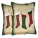 Tache Set of 2 Festive Tapestry Christmas Holiday Hang My Stockings By the Fireplace Cushion Cover