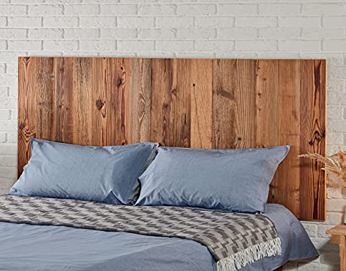 Headboard Brown Farmhouse King Size Headboard Hanging Reclaimed Barnwood Head Of The Bed Wall Mount Panels Only Vintage Style Rustic Boho Chic Light Plank Wood Board Bedroom Furniture (King Size) #TOP7