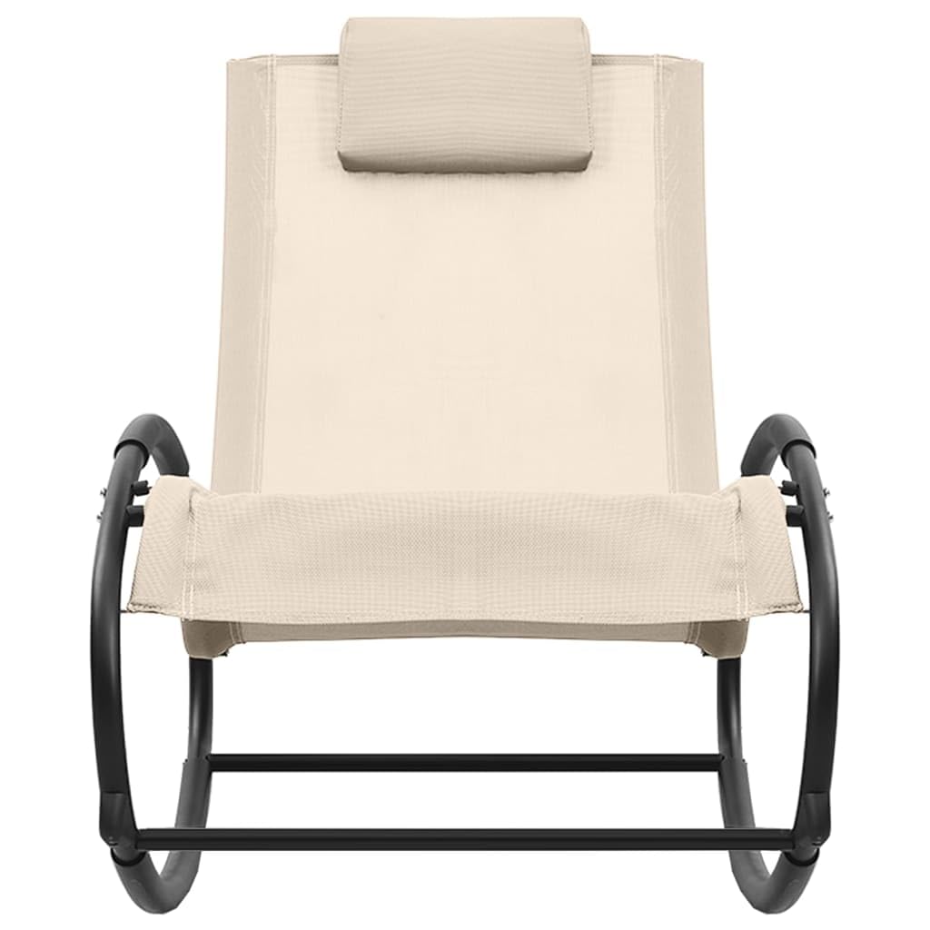 Tumbona con cojín, marco de acero, crema textil, 105,5 x 62 x 91,5 cm, resistente a la intemperie, para jardín, terraza, piscina, silla de salón con gravedad cero