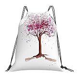 Soefipok Sacs à cordon,Arbre de Sakura de bourgeons de fleur de cerisier japonais dans l'illustration d'essence de beau,Sport Gym Cordon Sac Corde Sac Yoga Sac pour Hommes Femmes Garçons Filles