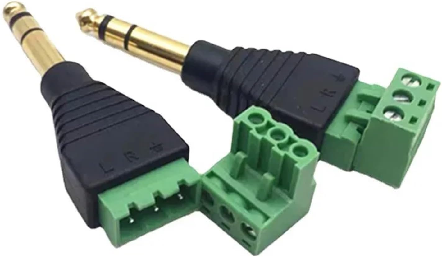 2/4/10Pcs 6.35mm Mono Stereo Plug 1/4" Audio Plug 2/3Pins Terminal Audio Male Plugs Connector for Audio Speaker(6.35MM Stereo,10PCS)