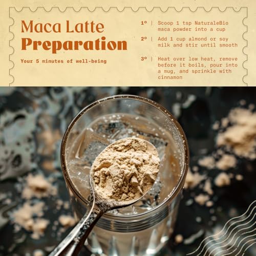 NaturaleBio Maca Bio en Poudre 400g. Organic Peruvian Yellow Maca Root Powder. Gélatinisée, Naturelle et Pure. Produite au Pérou à partir de Racines Biologiques
