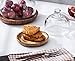Rikyo Glass Dessert Dome with Wood Base,Mini Cake Stand,Cake Plate Wooden Plates with Dome,Fruit Display Server Tray for Kitchen,Wedding,Appetizer Dessert and Cheese Serving Stand (Round-3.25