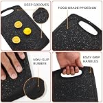 Conseil de coupe, Ensemble de 3 Plaques de cuisson en plastique antidérapantes avec poignée Grooves de jus pour les légumes de viande Fruits. Noir