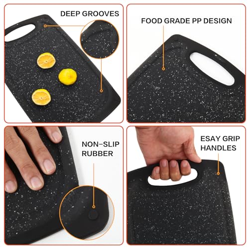Set de 3 tablas de cortar rectangulares de plástico negro miniatura 2