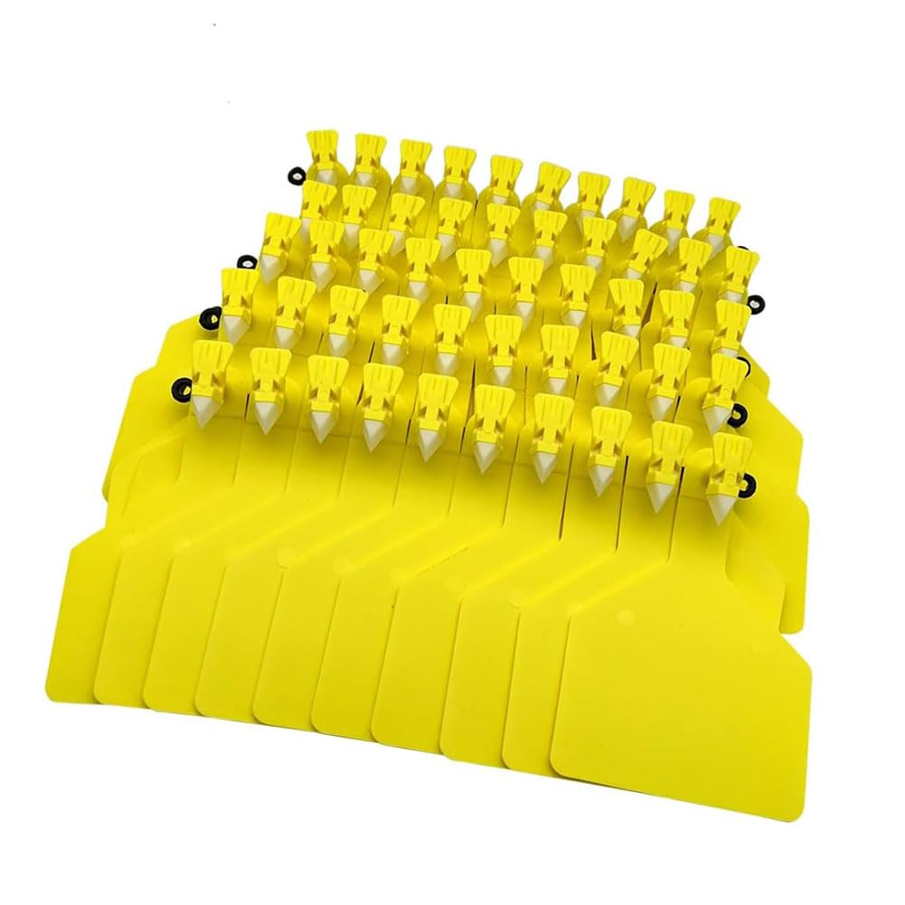 50 Uds./100 Uds. Etiquetas Z de una pieza, etiquetas para oreja de vaca, TPU en blanco con marcador, identificación de animales de ganado, vaca, oveja, cabra, cerdo, tamaño grande yellow 100pcs