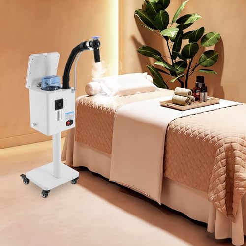 Image of Nano Hair Steamer, 1600W Professional Micro-Mist Hair Steamer for Deep Hair Care, Standing Salon Care Temperature Mist Intensity Adjustable for Hair Repair Salon Spa (White)