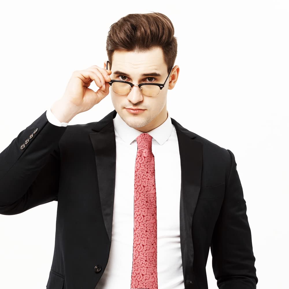 KAWAMOUSE (Brains) Fashion Novelty Necktie, Conversation Neckwear Ties Great for Party and Events