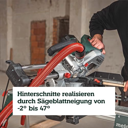 Metabo Kapp- und Gehrungssäge KGS 254 M – 613254000 – Mit Precision Cut Line, 254 mm Sägeblatt und Zugfunktion – 2 m Kabellänge