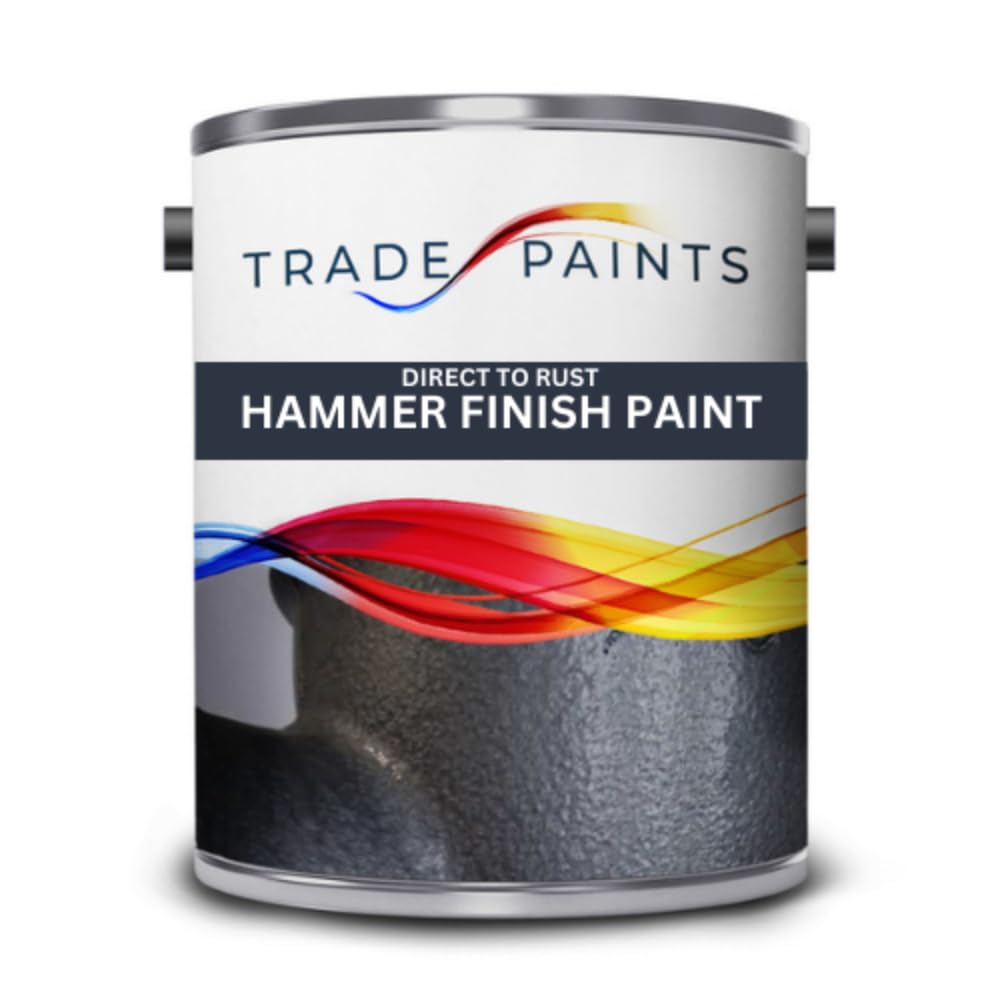 Hammer Finish Direct To Rust Metal Paint Hammerite Equivalent (5 Litre, Pewter Dark Grey)