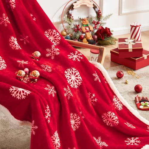 Touchat-Red-Sherpa-Christmas-Throw-Blanket-Fuzzy-Fluffy-Soft-Cozy-Blanket-Fleece-Flannel-Plush-Microfiber-Blanket-for-Couch-Bed-Sofa-50-X-60Red-Snowflake