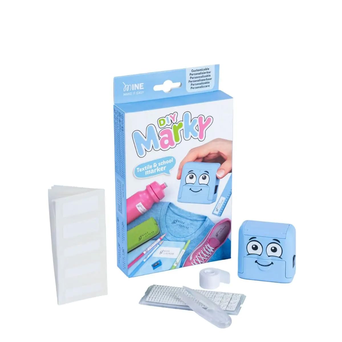 COLOP - COLOP Marky Azul Personalizable Niño amigable Bricolaje Textil Estampilla Kit - 1 Juego