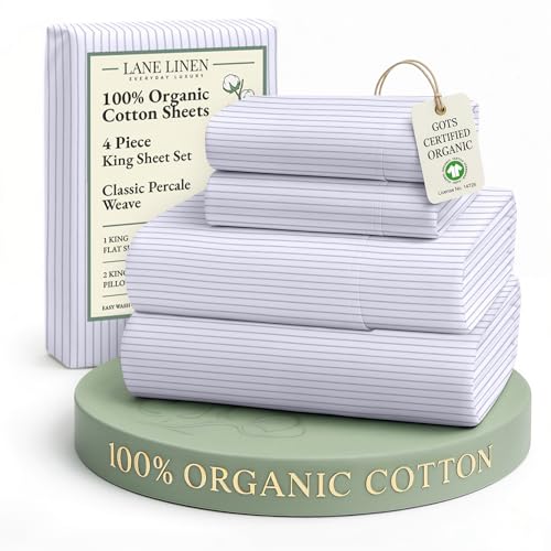 LANE LINEN Eco Friendly 100% Organic Cotton King Bed Sheets