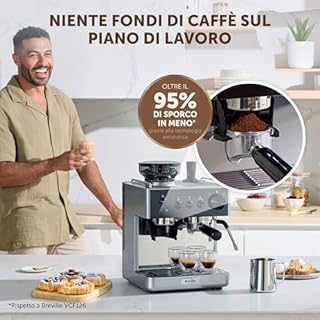 Breville Barista Classic Macchina per caffè espresso | Macchina da caffè con macinacaffè integrato e montalatte | Pompa italiana da 15 bar | Nero e argento [VCF186X]