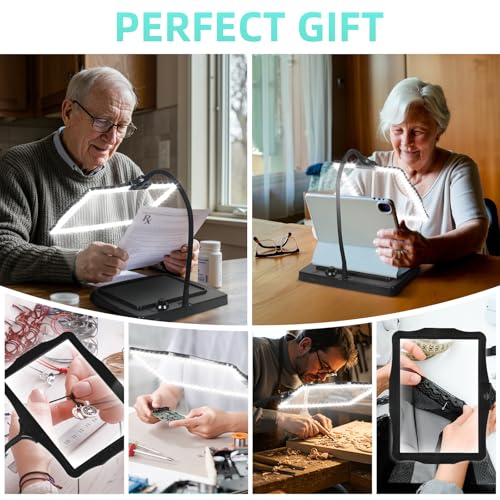 Image of Magnifying Glass with Light and Stand 50 Ultra-Bright LEDs Large Magnifying Lamp with Light Magnifying Glass on Stand Hand-Free with 360 Flexible Gooseneck for Close Work Reading Repair Crafts