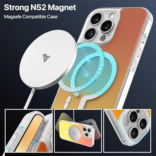 Image of eller sante Eternity Magpro Back Cover Case for iPhone 16 Pro Max Scratch Resistant Acrylic Camera Lens TPU Shockproof Support Mag-Safe Wireless Charging- Yellow & Orange