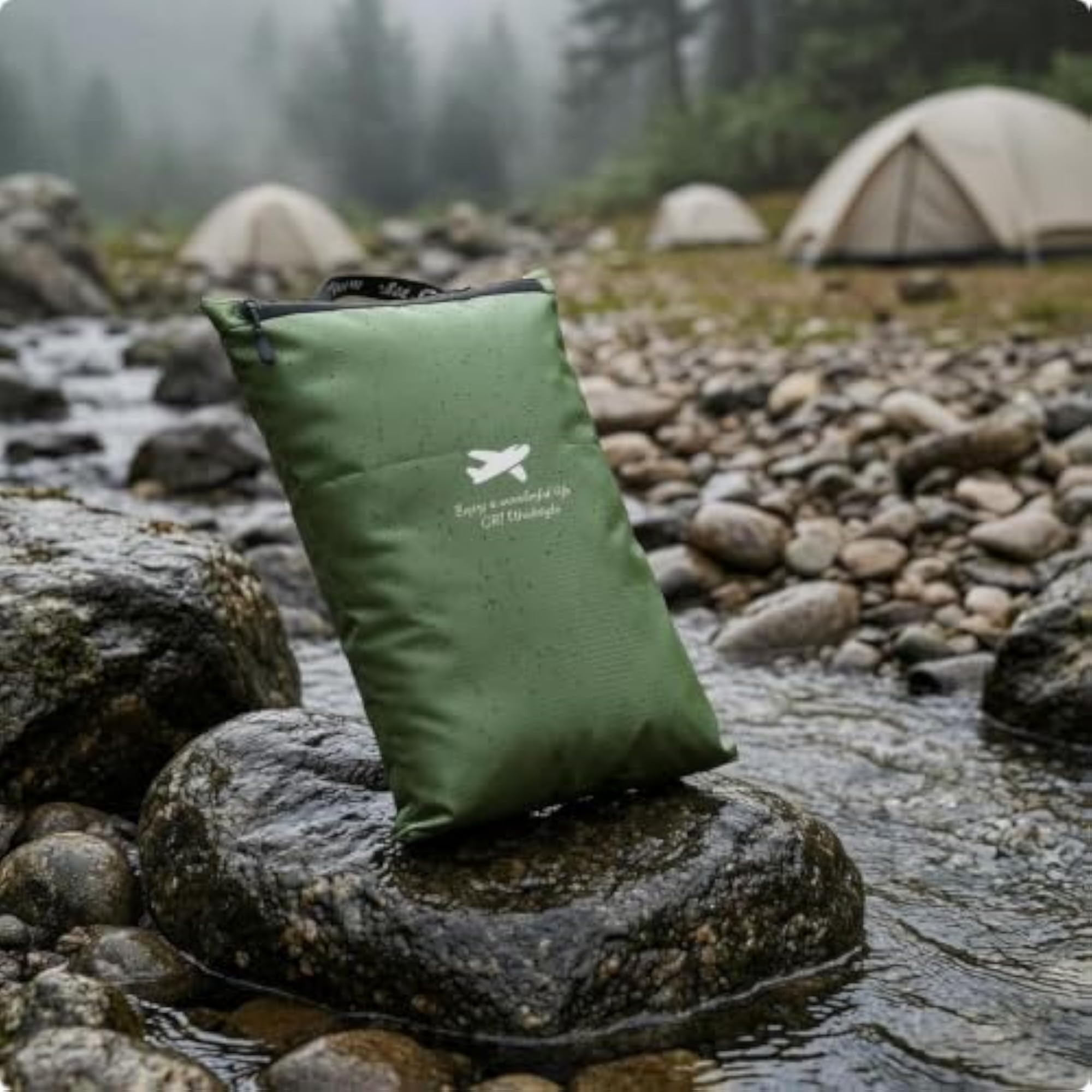 Waterproof Zippered Roll-Top Storage Bag with Carry Handle, Green