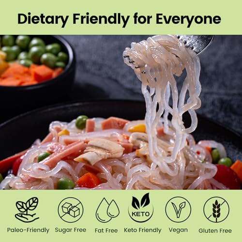 Image of Hethstia Shirataki Noodle, Konjac Noodles Pasta Spaghetti, Gluten-Free | Vegan, Keto Friendly, Low-Calorie, Low-Carb, Sugar-Free, 56.5 Oz (10 Packs), Low GI, Healthy Diet, Ready to Eat