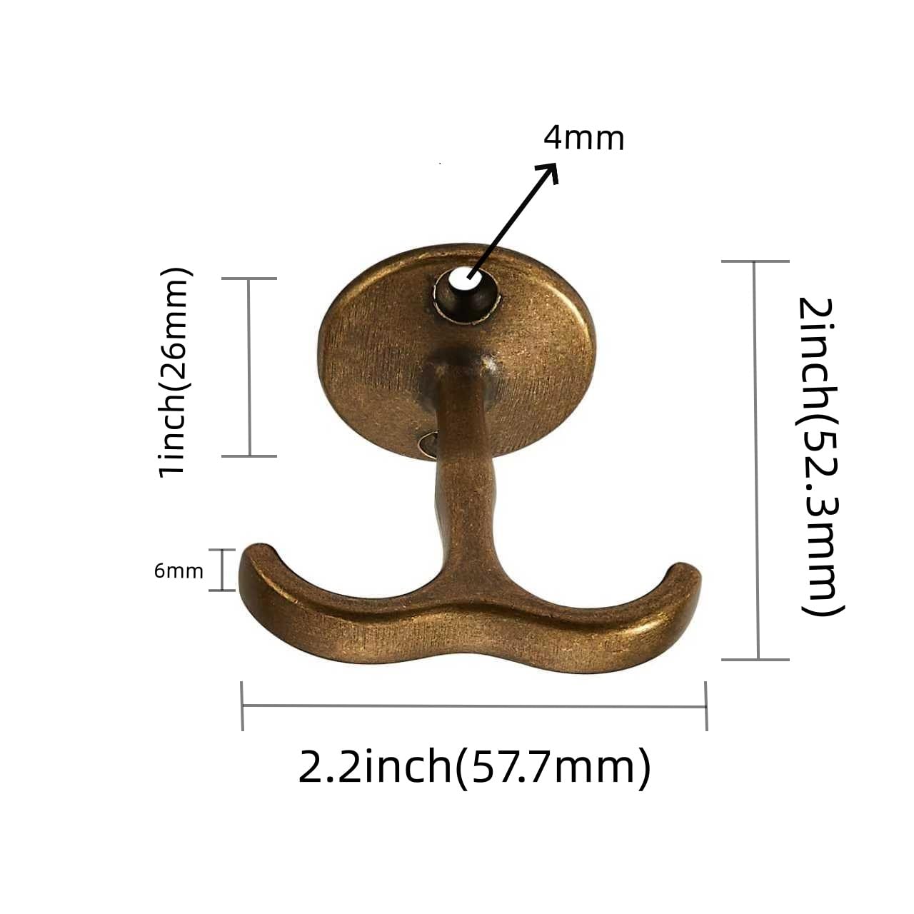 KHTUMEWARE-111HK Antique English Brass Coat/Robe Hooks 4-Pack in Antique English Brass — KHTUMEWARE