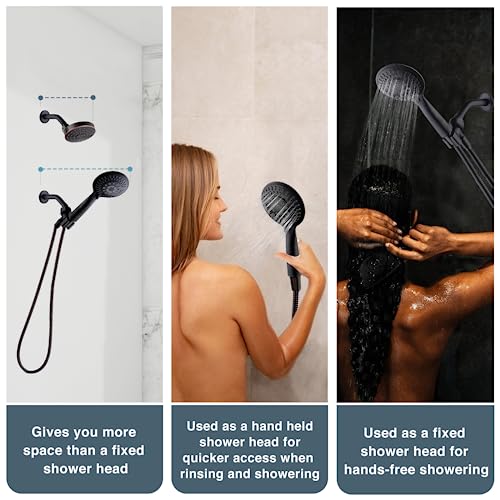 Bright Showers 9 Spray Settings Handheld Shower Head Set High Pressure Oil-Rubbed Bronze Hand Held Showerhead With 60 Inch Flexible Shower Hose And Adjustable Shower Arm Mount Bracket #TOP3