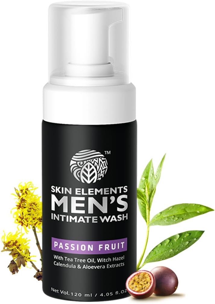 Intimate Wash for Men with Passion Fruit (4.05 Fl Oz) | pH Balanced Foaming Intimate Wash | Prevents Itching, Irritation & Bad Odor |
