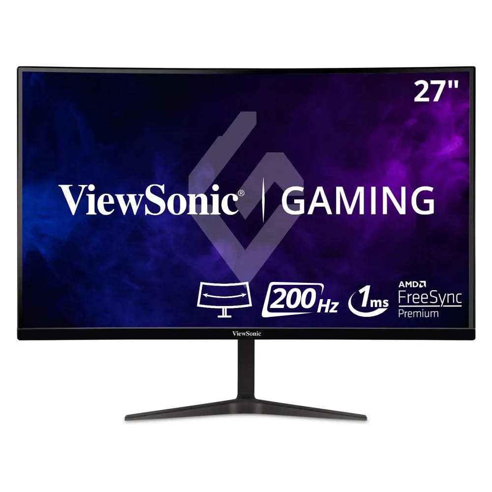 ViewSonic VX2718-PC-MHD 27 Inch Curved 1080p 1ms 200Hz Gaming Monitor with FreeSync, HDMI and Display Port (Renewed)