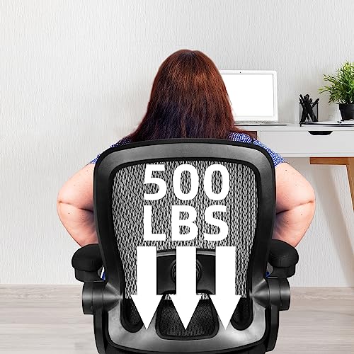 Ollega Big And Tall Office Chair 500Lbs, Ergonomic Office Chair With 135°Adjustable Backrest & Lumbar Support, Heavy Duty Mesh Office Chair Wide Seat, Black Executive Managerial Chair For Heavy People #TOP6