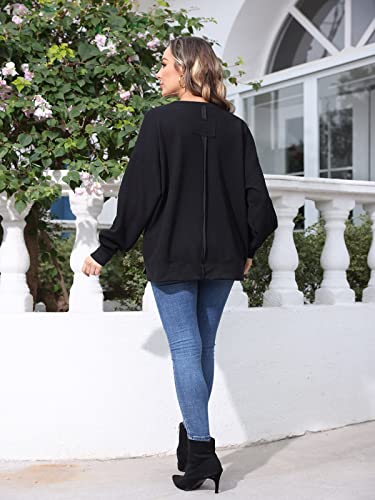 Vnira Oversized Sweatshirt For Women Crew Neck Long Sleeve Casual Vintage Sweatshirts Pullover Tops Black M #TOP5