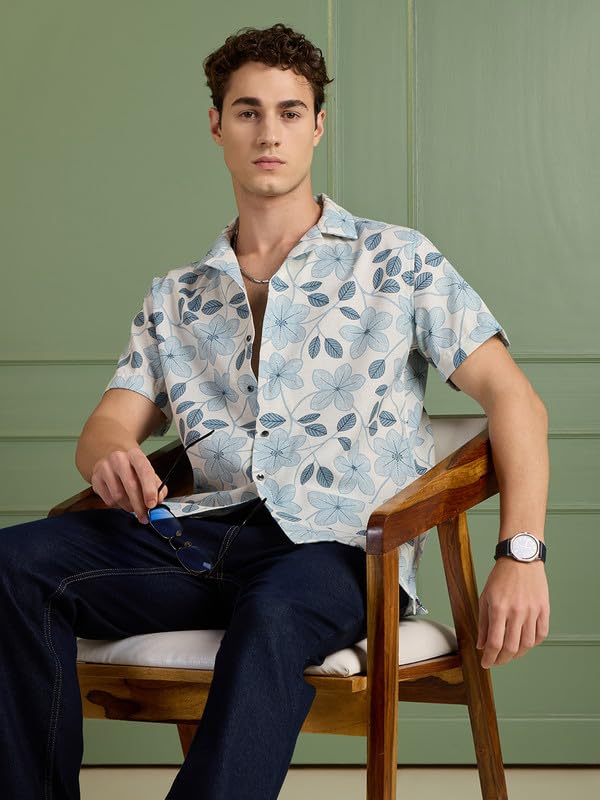 Image of MARK & ALBERT Mens Half Sleeves Printed Shirt