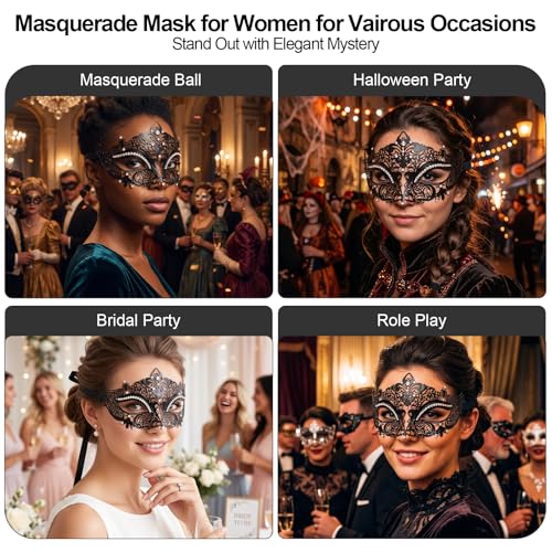 Image of Exlinonline Lace Masquerade Mask Elastic,Fit for Adult,Soft Gentle Material,Specially For Costume,Thememed Party