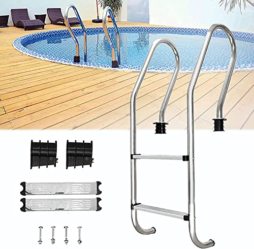 Escalera de acero inoxidable para piscina con 2 peldaños miniatura 1