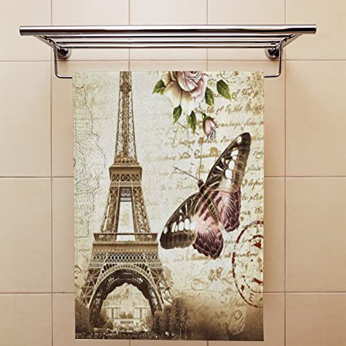 Rawars Bath Hand Towels Set Of 2, Eiffel Tower Hand Towels, Floral Face Towel Soft Absorbent Decorative Towels For Bathroom, Kitchen, Gym, Yoga, Hotel And Spa 30X15 Inch #TOP5