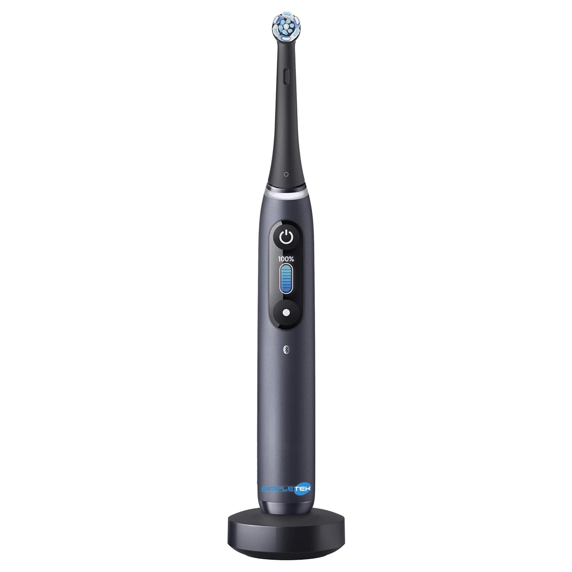 SIMPLETEK - Cepillo de dientes eléctrico inteligente negro - Tecnología de micro-vibraciones con pantalla LCD, conectividad y base de carga (reacondicionado)