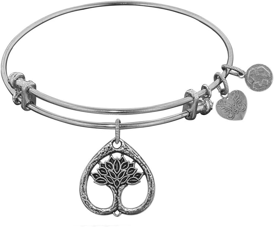 Jewelry Affairs Finish Brass Tree of Life Adjustable Bangle Bracelet, 7.25"