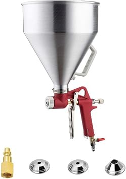 YSIL Air Hopper Spray Gun Texture Tool Drywall Painting Sprayer 1.58 Gallon6L with 3 Nozzles4.0mm/6.0mm/8.0mm for Ceiling,Walls Painting,Silver Straight