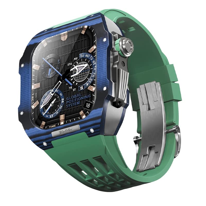 Bracelet de montre en caoutchouc Apple Watch 45mm avec boîtier de rechange en carbone