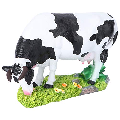 HEMOTON Résine Vache Figurine sur Pelouse Réaliste Ferme Animal Jardin Statue Noir Et Blanc Vache Figure Bétail Vache Modèle Jouets 2021 Nouvel an Table Centre de Table