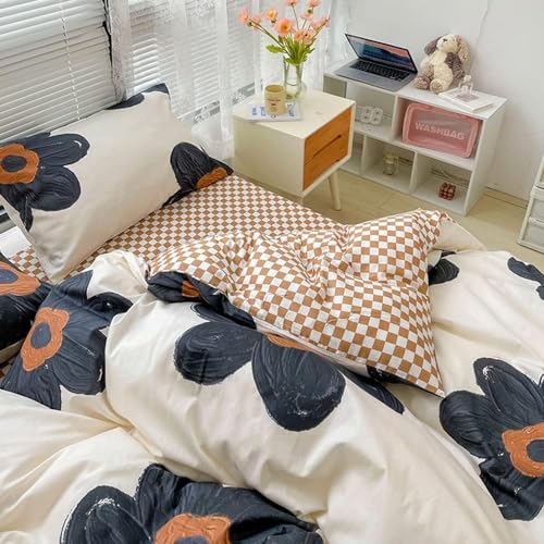 Wellboo WELLBOO100-BLACK FLORAL-CT Black Floral Comforter Sets Twin Women Girls White And Black Botanical Bedding Sets Cotton Beige Black Sunflower Quilts Teens 3D Large Flower Quilts Watercolor Boho Garden Bohemian Bedding thumb #3