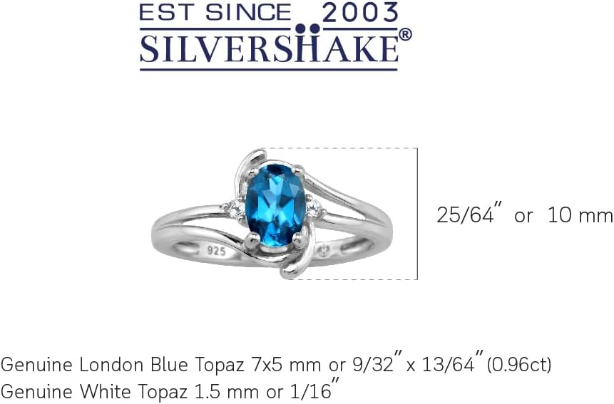 Silvershake 7x5MM Oval Shape Genuine Gemstone 925 Sterling Silver Engagement Wedding Anniversary Ring - Image 3