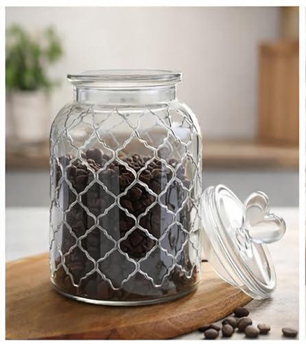 Image of bellemax 800ML Clear Glass Storage Jar With Air Tight Glass Lids- Airtight Food Jars Glass Kitchen Containers For Pantry, Pickle Jar, Sugar Pasta Cereal Flour Sugar Storage Jar (BM-07, Set of 2)